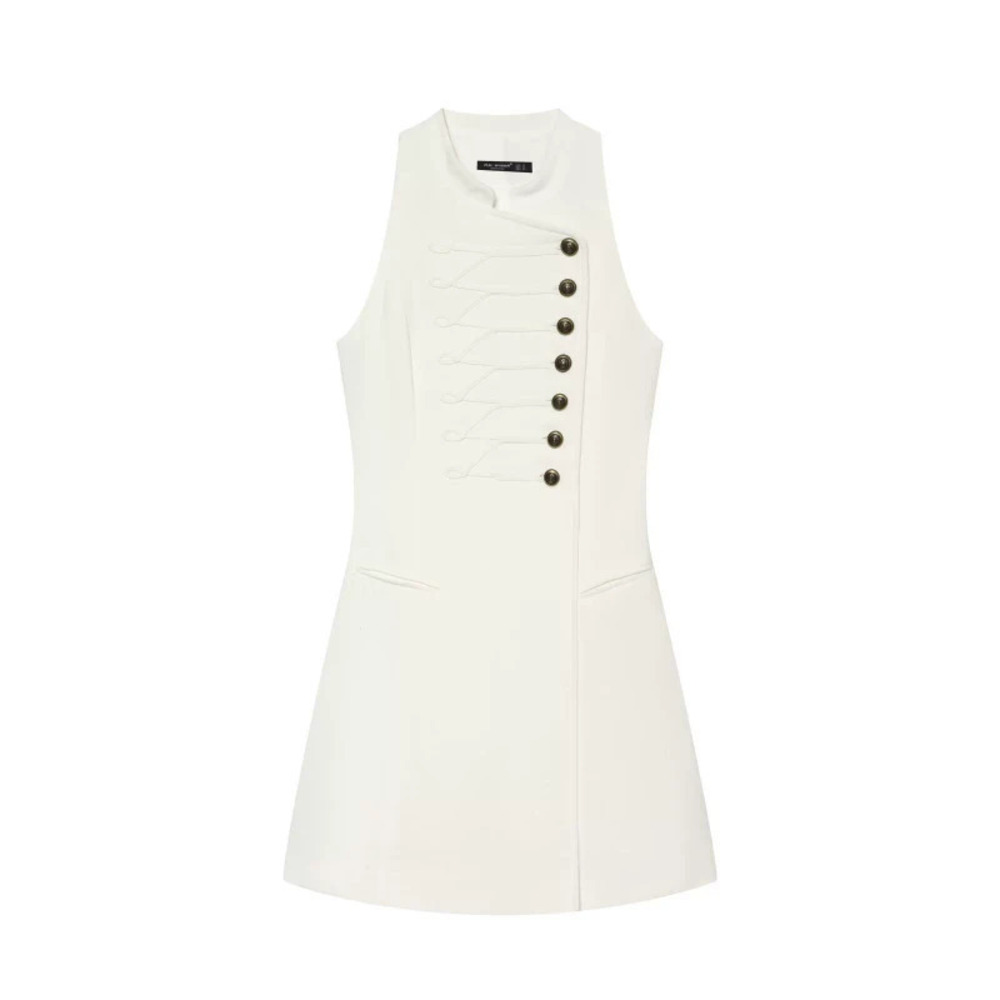 ZARA Hot Selling Elegant Stand Collar Single Breasted Dress